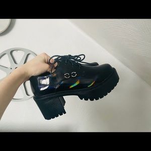 Black platforms Daith hologram rock shoes